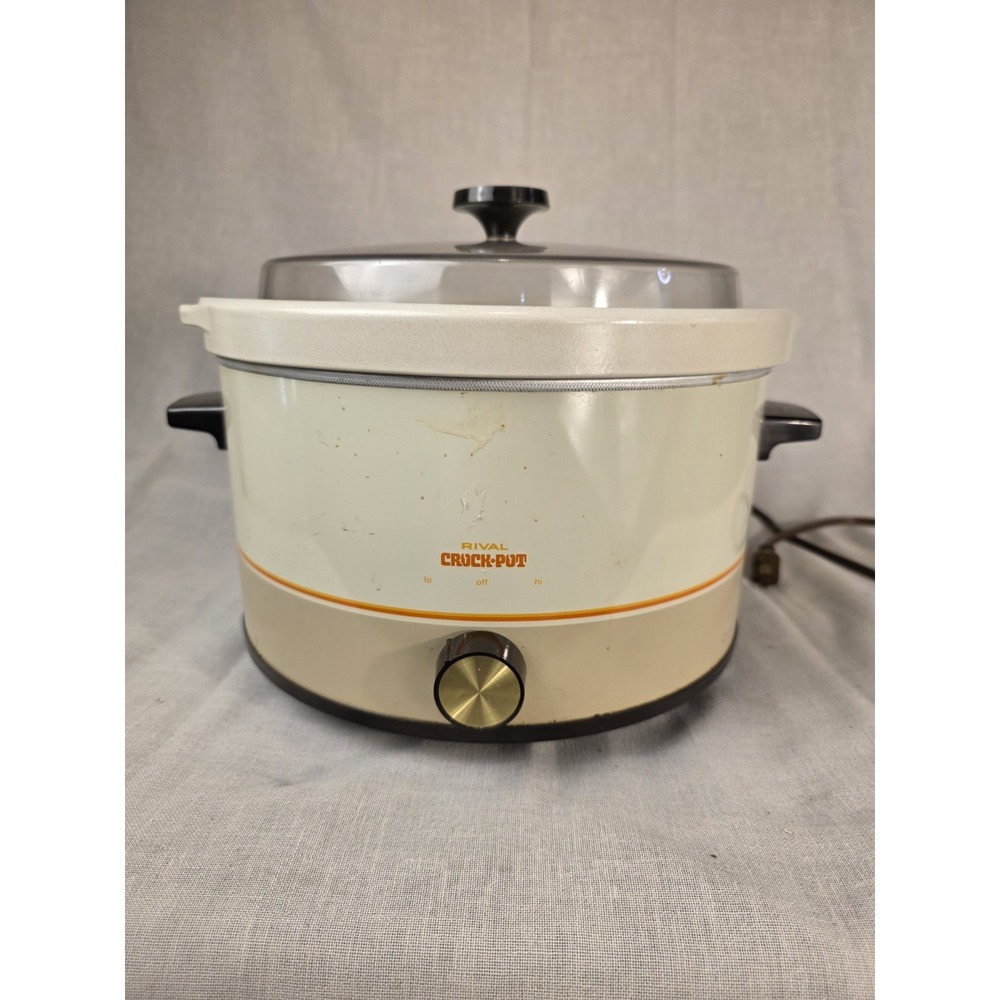 Vintage Rival 5 Quart Crock-Pot Slow Cooker Removable Stoneware Model 3355 Works